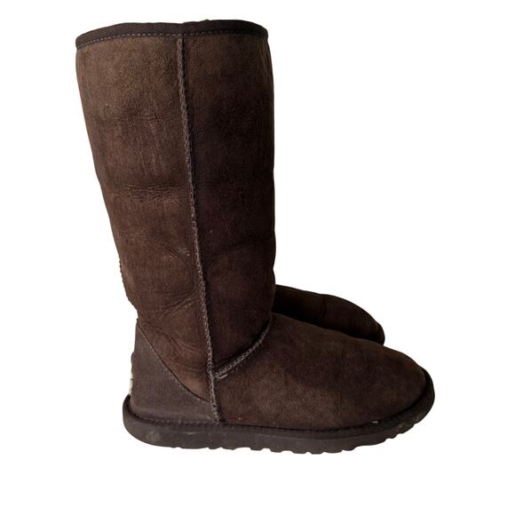 UGG Shoes - UGG Brown Classic Tall Suede shearling boots size 7